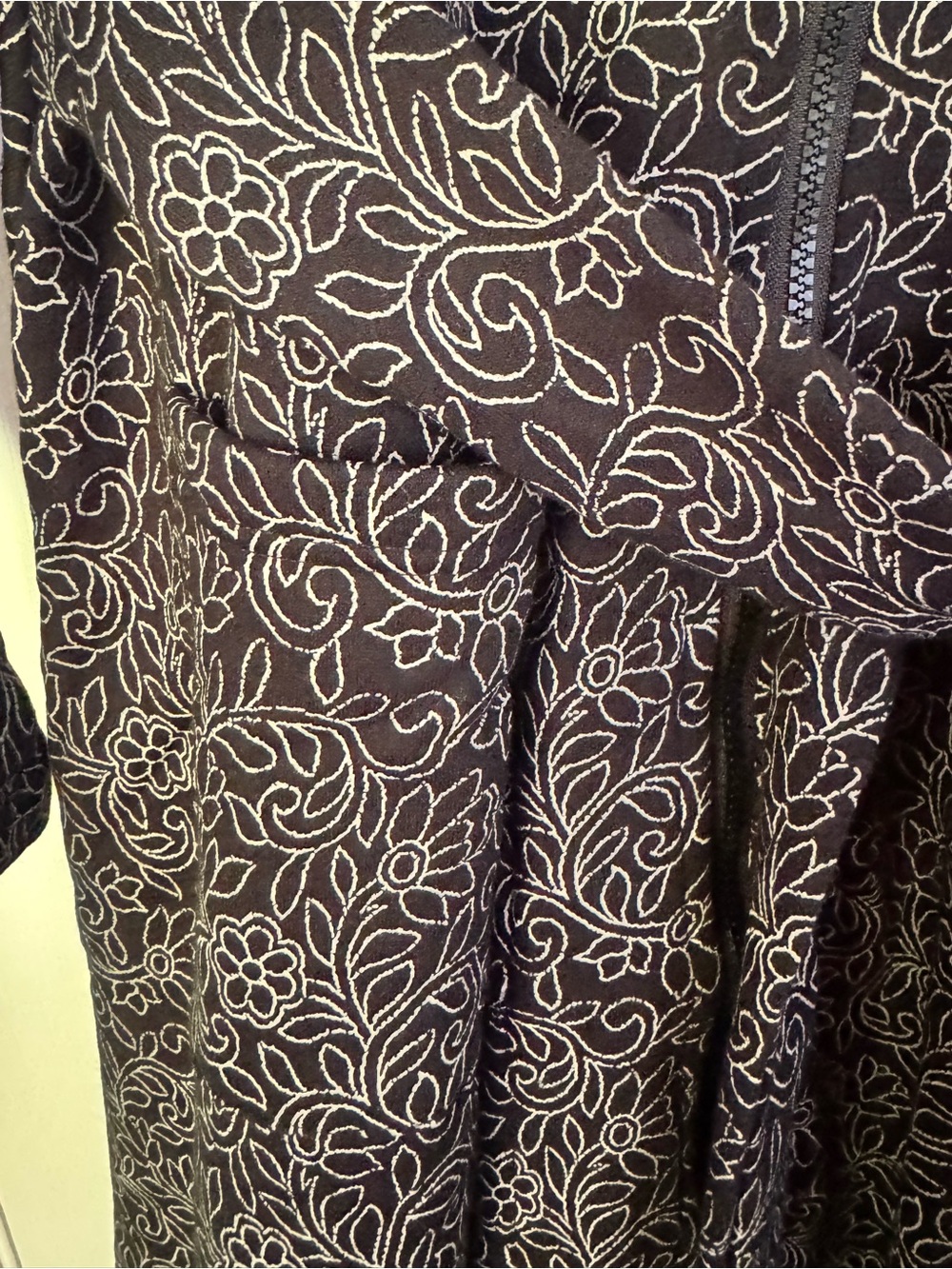 Effie's Heart Black Floral-Patterned Long Trench Coat - Picture 6 of 8